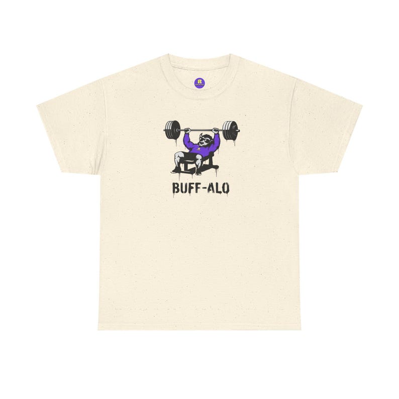 Rancid Buffalo Mascot Weightlifting Tee | 'BUFF-ALO' Gym Shirt image 2