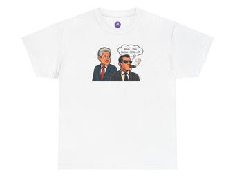 Bill Clinton och livvakt cigarr illustration T-shirt | Rolig politisk tecknad T-shirt