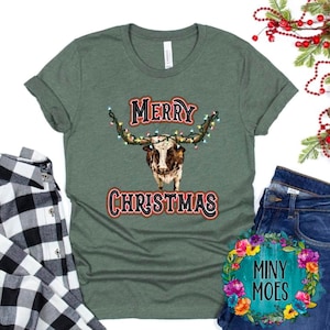 Merry Christmas Bull Shirt | Christmas Shirt | Matching Family Shirt |