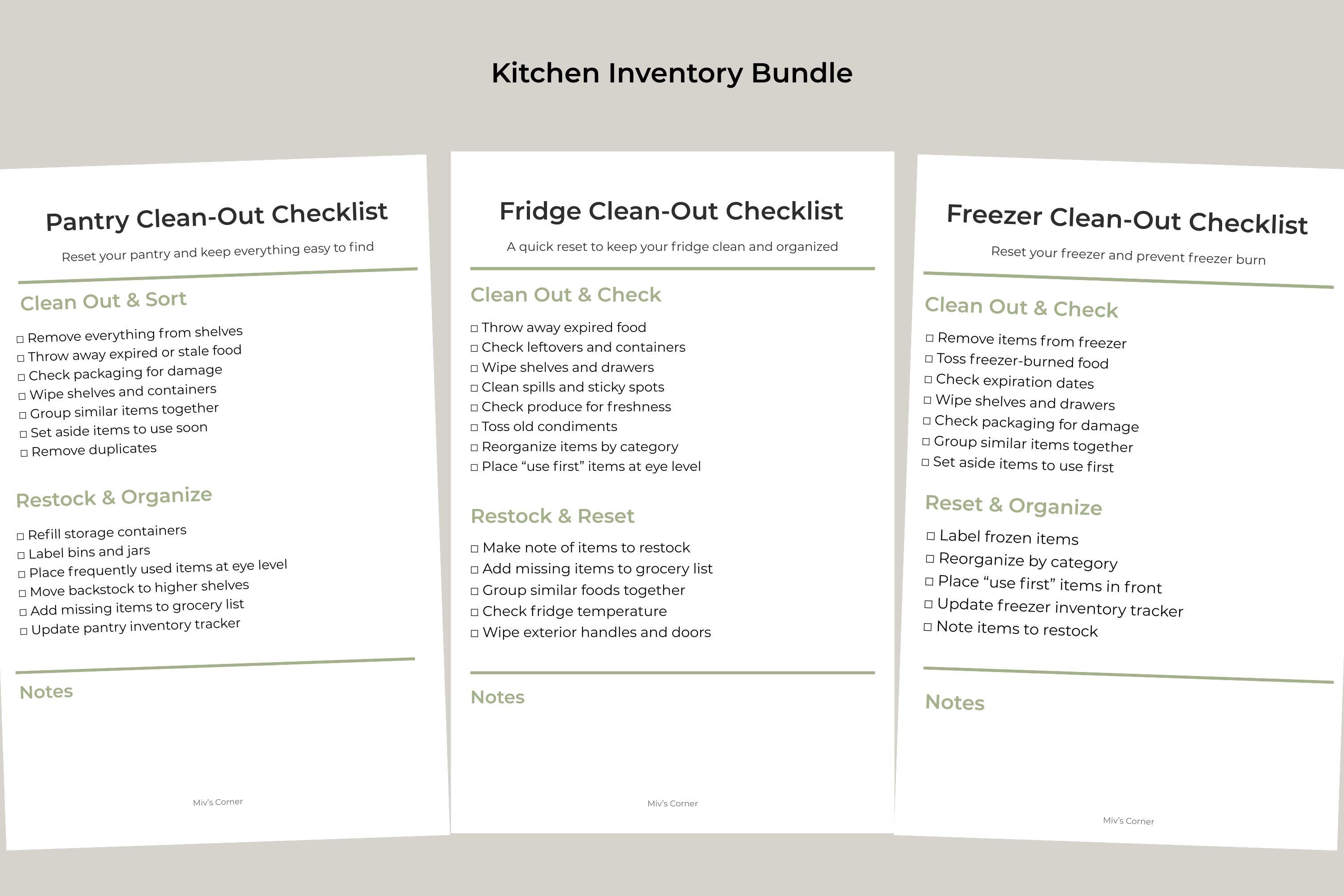 Kitchen Inventory Bundle Printable | Pantry Fridge Freezer Organization ...