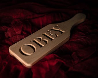 OBEY Engraved Spanking Paddle Unfinished Solid Poplar BDSM .75” x 3.25” x 12”