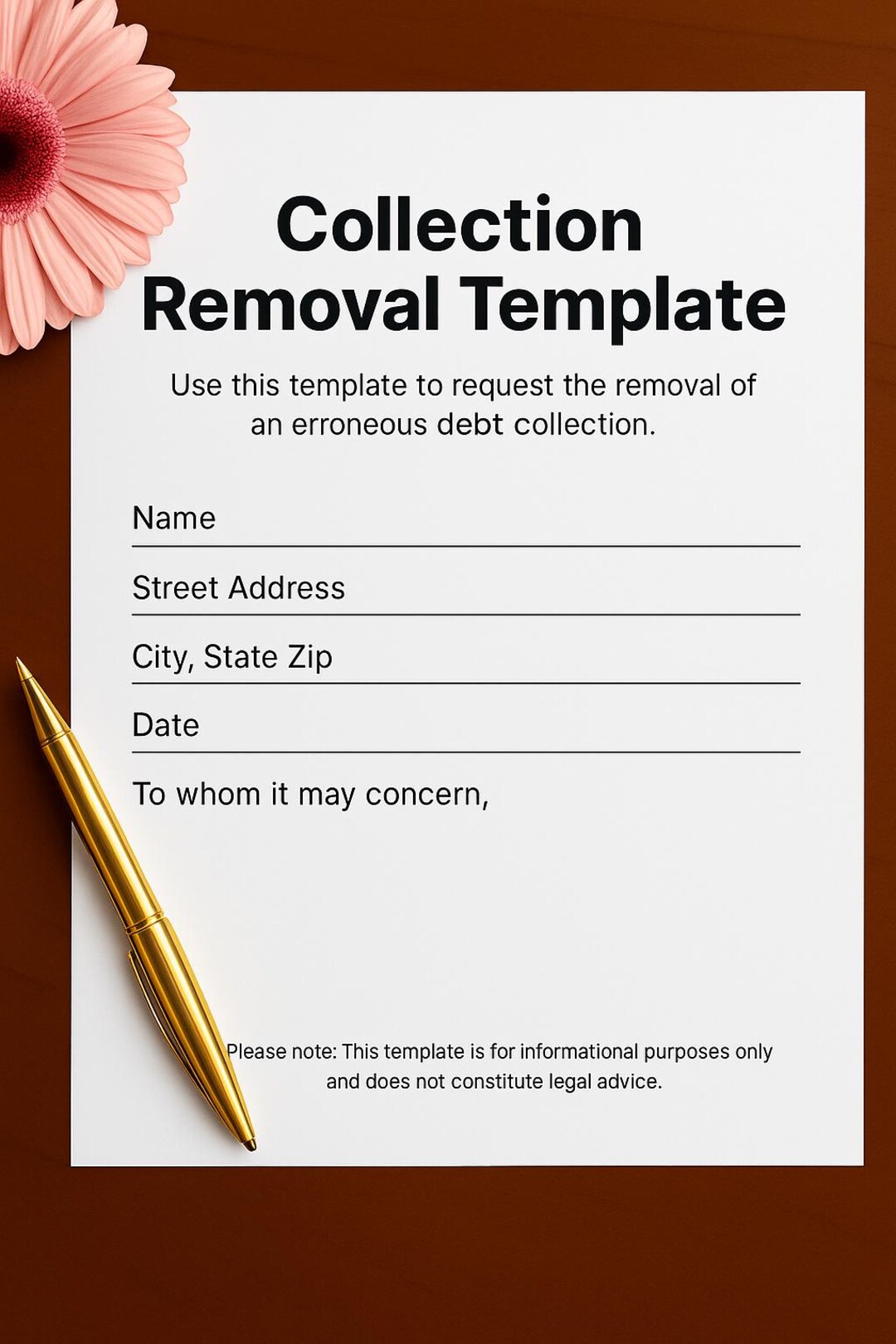 Debt Collection Removal Letter Template FCRA Dispute (instant