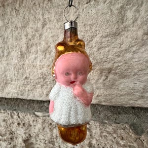 Hand-Painted Czechoslovakian Child Pixie Glass Ornament