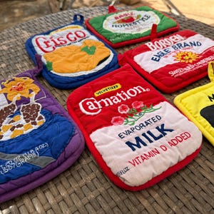 Vintage Novelty Food Brand Advertising Pot Holder Lot Retro Kitchen Decor 6pc