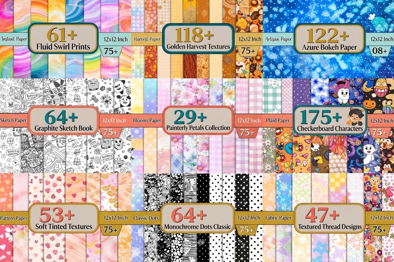 3000 Digital Paper Backgrounds: Printable Seamless Patterns Bundle for ...