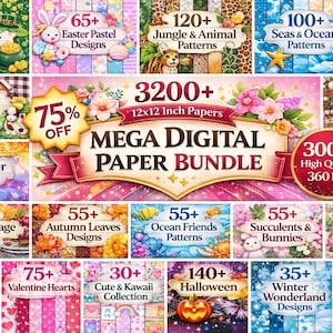 3000+ Sublimation Backgrounds: Digital Paper Seamless Patterns for Scrapbooking Printable PNG Graphic Set