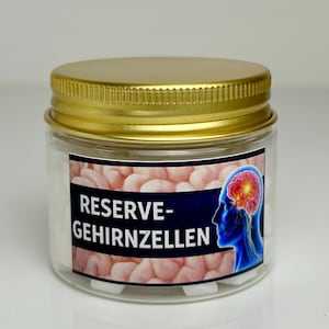 Reserve-Gehirnzellen - lustiges Geschenk für Prüfungen, Büro & Vergessliche, Pfefferminzdrops in der Dose, Scherzartikel, Mitbringsel, Spaß