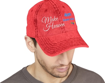 LIMITED Edition - Vintage Embroidered Cap, Heaven - LHA 7 | Small Hearts Detail, One Size, Unisex (Front Design)