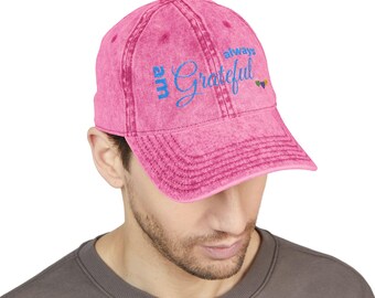 LHA 2.1 - Grateful, Vintage Embroidered Cap - Small Hearts Detail, One Size, Unisex (Front Design)