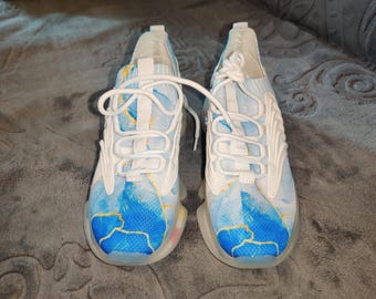 LHA 2 - Women Mesh Sneakers - Blue Marble Athletic Shoes (Shock Absorbing & Memory-foam insole)