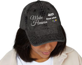 LIMITED Edition - Vintage Embroidered Cap, Heaven - LHA 9 | Small Hearts Detail, One Size, Unisex (Front Design)