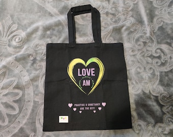 Cotton Canvas, Love (V3) - Spiritual Tote Bag, Magical Affirmation, 100% Cotton (2 colors)