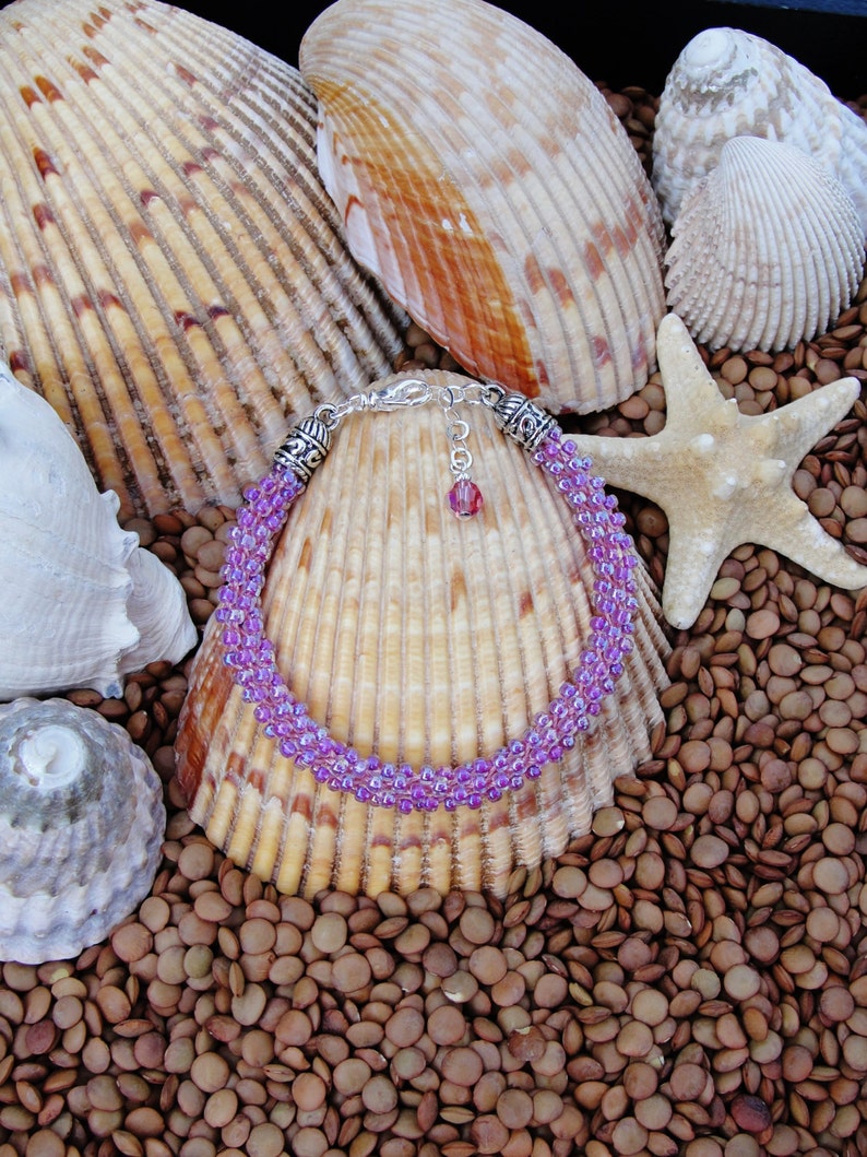 Raspberry Crystal Seed Bead Kumihimo Bracelet Etsy