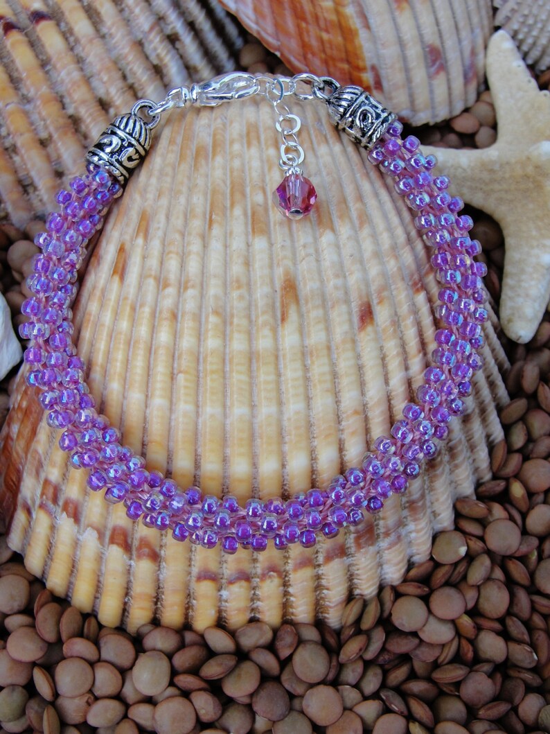 Raspberry Crystal Seed Bead Kumihimo Bracelet Etsy