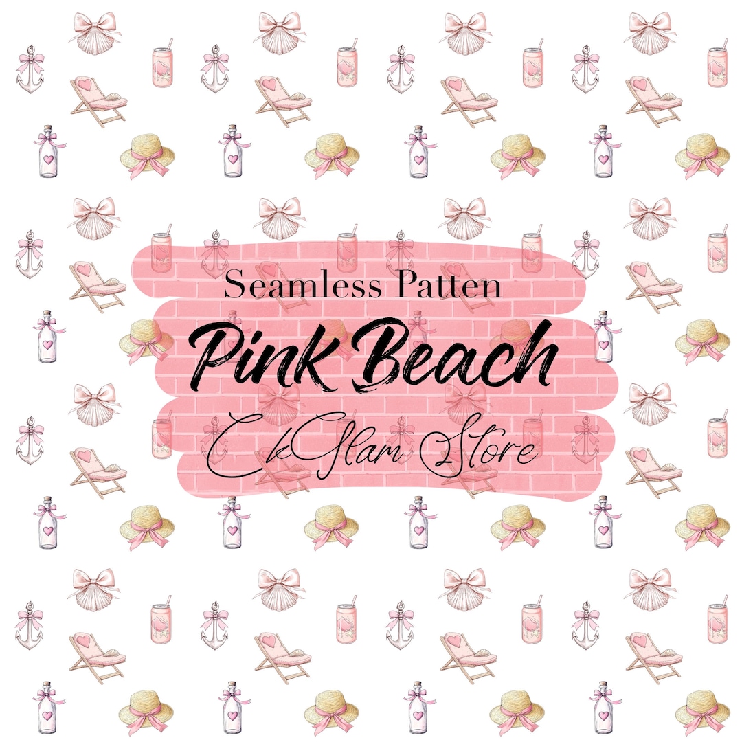 Pink Beach Seamless Pattern PNG | Instant Download Digital Paper ...