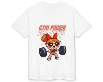 Krafttrainings-T-Shirt mit Cartoon-Motiv | Niedliche Kraftillustration | PPG | Blossom