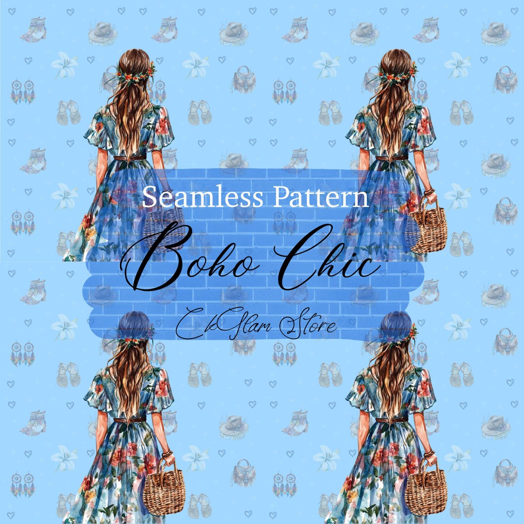 Boho Chic Seamless Pattern PNG | Instant Download Digital Paper ...
