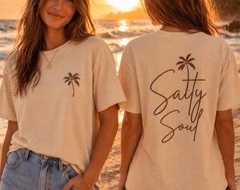 Salty Soul T-Shirt | Minimalist Coastal Palm Tree Tee