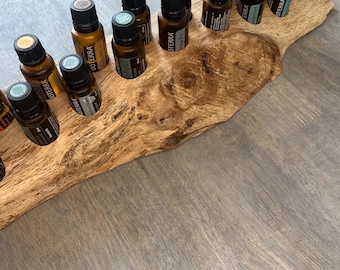 Fläschchenhalter für ätherisches Öl. Spalted Oak Live Kante. Fassungsvermögen für 21 Flaschen