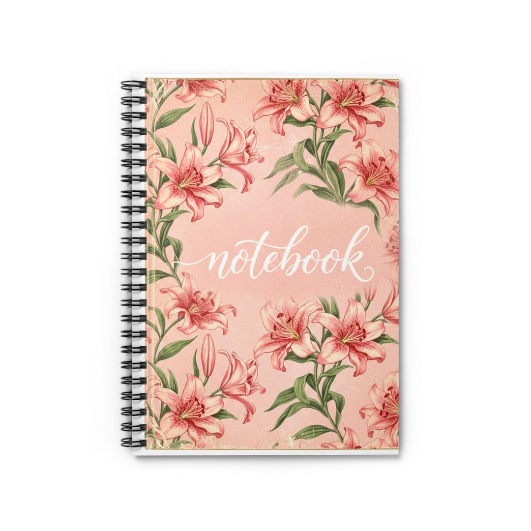 Pink Floral Notebook Spiral Notebook, Ruled Lined Journal | Lily ...
