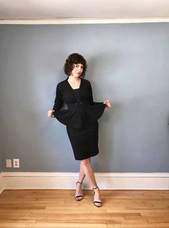 black long sleeve peplum dress