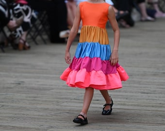 Sunset Carnival Girls' Birthday Party Dress
