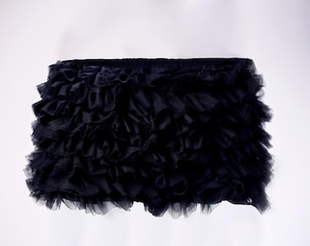 Coquette Ruffle Shorts for Women, Black Victorian Bloomers, Romantic Pinterest Style Summer Bloomers Women Shorts