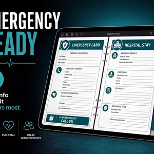 The image is an advertisement for a mobile app called "Emergency Ready" that provides vital information when it matters most.