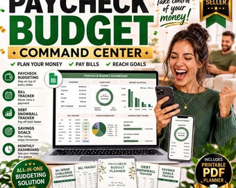 Paycheck Budget Google Sheets Template Bill Tracker Printable Planner