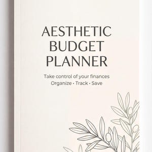The image is a book cover for an aesthetic budget planner.