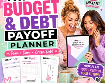 Debt Payoff Planner Printable, Debt Snowball Tracker, Monthly Budget Savings Challenge, Bill Payment Log