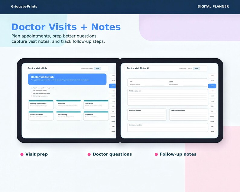 a tablet with a doctor visit and notes on it