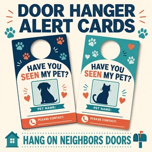Lost Pet Kit, Missing Dog Cat Flyer, QR Code Poster (Digital Download) image 13