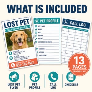 Lost Pet Kit, Missing Dog Cat Flyer, QR Code Poster (Digital Download) image 12