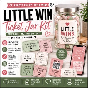 Kit de pots de billets Little Win, coupons de récompense imprimables Self Care