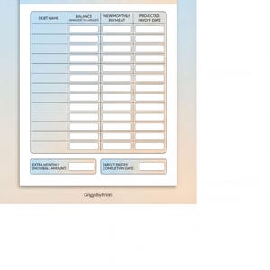 The image is a printed document titled "DEBT SNOWBALL TRACKER" that provides a guide for tracking and managing debt payments.