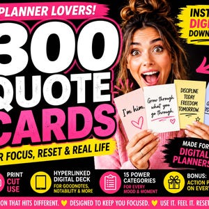 Focus Reset Quote Cards Printable Motivation Digital Deck for Planners