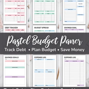 a collection of budgeting and financial planning tools, including a Debt Tracker, Budget Spread, Savings Goals, Expense Log, and Savings Goals. These tools help individuals track their expenses, plan budgets, and save money.