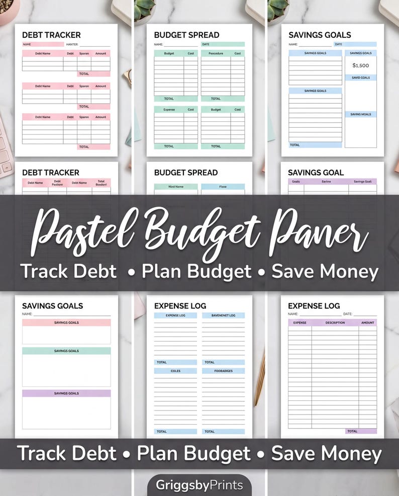 a collection of budgeting and financial planning tools, including a Debt Tracker, Budget Spread, Savings Goals, Expense Log, and Savings Goals. These tools help individuals track their expenses, plan budgets, and save money.