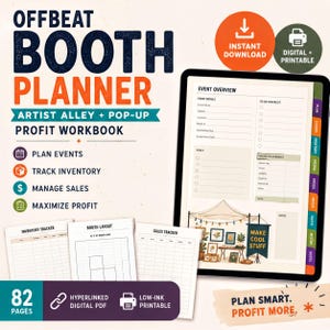 Künstler Alley Planer PDF, Vendor Stand Organisator, Convention Verkäufer Tracker
