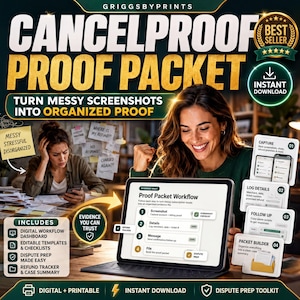 Subscription Cancellation Tracker Printable, Chargeback Dispute Log, Receipt Organizer, Refund Evidence Binder PDF