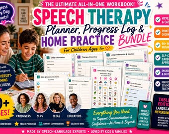 Speech Therapy Planner Bundle: Articulation Practice, Progress Logs