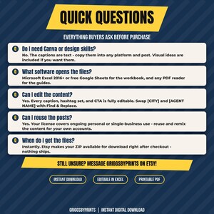 a series of quick questions about purchasing software and editing content, along with options for instant download and print.