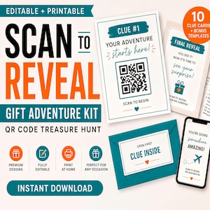 Kit de révélation cadeau chasse au trésor à code QR imprimable