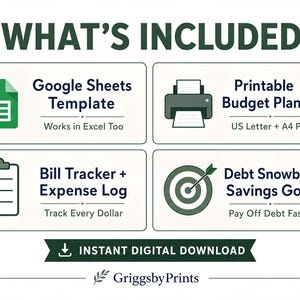 The image is a collage of four icons representing different tools and features, including Google Sheets, a budget planner, a bill tracker, and a target with a bullseye. The icons are arranged in a grid format, with each icon labeled with its corresponding feature. The image does not contain any text, and the icons are not described in detail.