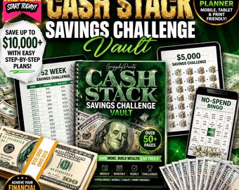 Savings Challenge Printable, Cash Stuffing Binder Inserts, No Spend Tracker, Money Envelope Budget Planner