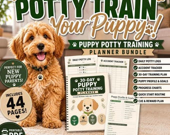 Puppy Potty Training Chart Printable, Dog Schedule Tracker, Accident Log, New Pet Care Planner