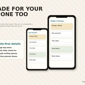 The image is a promotional graphic for a mobile-first planning app, highlighting its features and benefits.