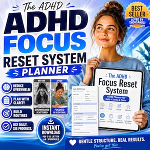 ADHD Planner | Overwhelm Reset System, Daily Focus (Printable PDF)