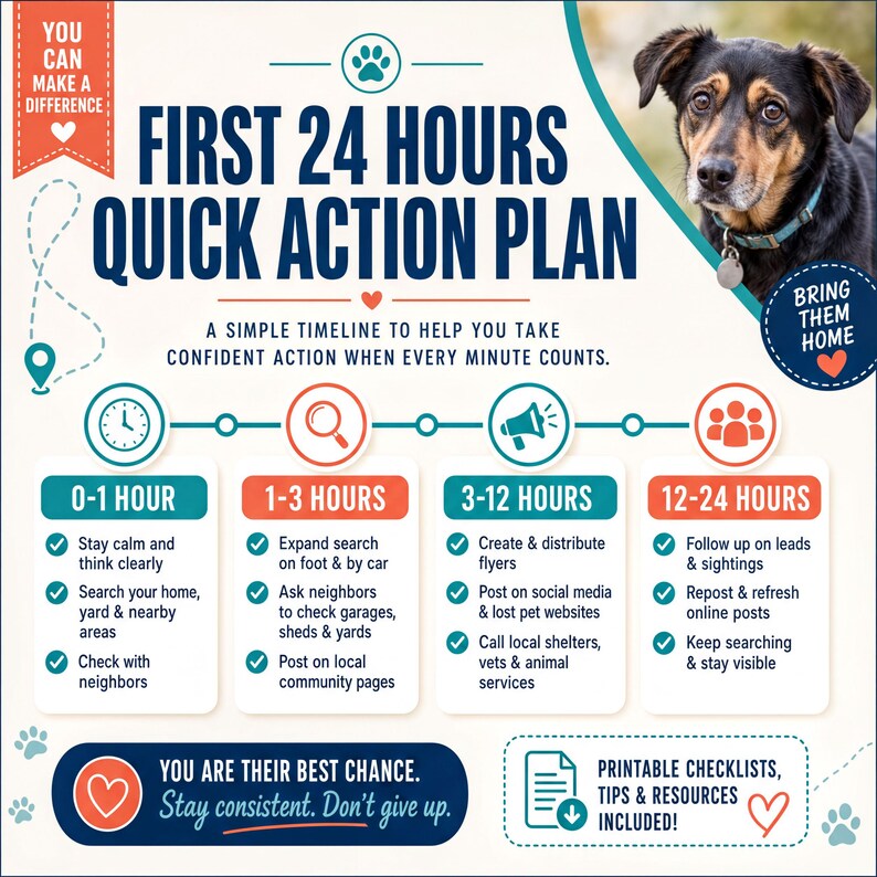 a dog's first 24 hours of quick action plan